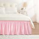 RIMELA Pink Bed Skirt Queen Size 18 Inch Drop, Wrap Around Elastic Bedskirt, Dust Ruffle for Adjustable Bed Base Machine Washable Easy to Install Bed Skirts