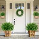 Sggvecsy Artificial Flowers for Outdoors 12 Bundles UV Resistant Boxwood Shrubs Artificial Eucalyptus Fake Plants Faux Plastic Greenery for Farmhouse Garden Indoor Outdoor Home Wedding Decoration
