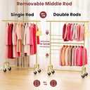 Heavy Duty Clothes Rack for Bedroom - 500 lbs Capacity - Gold