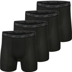New Balance Men's Standard Mesh 5" No Fly Boxer Brief (4-Pack), Black/Black/Black/Black, Medium