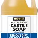 HARRIS Multi-Purpose Pure Liquid Castile Soap for Home Cleaning, Multi-Purpose Cleaner, For Dish Soap, Laundry Detergent, Kitchen and Bathroom Surfaces, Kids Rooms, Scented with Peppermint Oil, 64 Oz (64 Fl Oz (Pack of 1))