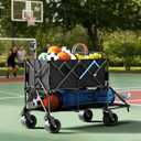 Homebetta 52" Heavy Duty Double-Layer Wagon with Brakes,560LBS Double Decker Wagon,650L Collapsible Wagons Carts with All-Terrain Big Wheels for Sports,Camping,Fishing,Transport