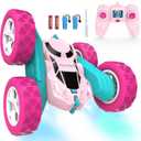 Remote Control Car for Girls Pink RC Car Double Sided 360°Flip Stunt Car with Headlights, Girl Princess Toys Rechargeable Toy Car for 6-7 6-8 9 10-12 Year Old Girls Birthday