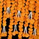 5 PC - 5 feet Orange Marigold Garland |Indian/American Wedding Party Mantle Decoration, Faux Garlands Wedding Garland, Diwali Decoration, Spring Bush Floral!