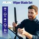 AJK Front Windshield Wiper for Honda Ridgeline 2017 2018 2019 2020 2021 2022 2023 2024, Original Equipment Window Wipers Blades, Conventional, Vehicle Specific Fit, Pack of 2