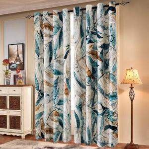 SUBRTEX Printed Curtains Room Darkening for Bedroom Living Room Kids Room Dining Room Valance Colorful Window Drapes 2 Panel Set (52'' x 84'', Blue) (52"W x 83.9"L (Pack of 2))