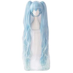 Xingwang Queen Anime Cosplay Wig 120cm Long Mixed Light Blue Gradient Clip On Double Ponytails