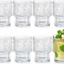 Kingrol Drinking Glasses Set of 8, 6.5 Ounces Stackbale Water Glasses, Vintage Glassware for Cocktail, Whiskey, Juice, Iced Coffee, Iced Tea, Bar Accessories