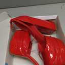 DREAM PAIRS Womens High Chunky Platform Closed Toe Block Heels Square Toe Ankle Strap Dress Wedding Party Pumps Shoes Aurelia (7.5, Red-pat)