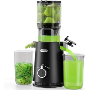 Juicer Machines with Large Feed Chute, Professional Hands Free Cold Press Juicer For Whole Fruits & Vegetables, Self Feeding for Juice Extractor Machine, Easy to Clean (Carbon Black)