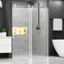 Chabatree Shower Door 60" W x 76" H Frameless Sliding Shower Door,Frameless Shower Door with Sealing Strip and Waterproof Handle,5/16"(8mm) Clear Tempered Glass,Stainless Steel Hardware,Silvery