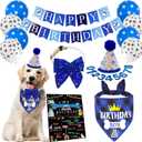 Dog Birthday Bandanas - Paw Balloons, Banner & Outfit Hat for Dog Birthday Decorations
