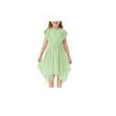 GRACE KARIN Girls Summer Dresses Round Neck Ruffled Sleeves Double Ruffle A-line Casual Party Dress