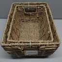 StorageWorks Wicker Baskets for Organizing, Handwoven Storage Basket with Built-in Handles, Banana Leaf Organizer for Home Decor, Set of 2