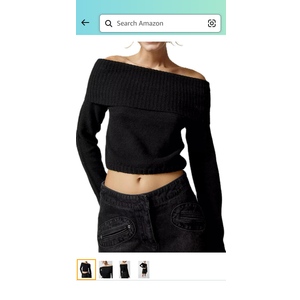 Women Casual Off Shoulder Sweater Long Sleeve Ribbed Knit Crop Top Pullover Slim Fit Irreguar Knitted Cropped Blouse, M