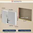 Keonjinn 36 x 24 Inch Bathroom Mirrored Medicine Cabinet, Lightweight Aluminum Structure, Freely Adjustable Shelves, Combined Assembly Needed, Surface Mount or Recessed Mirror with Storage