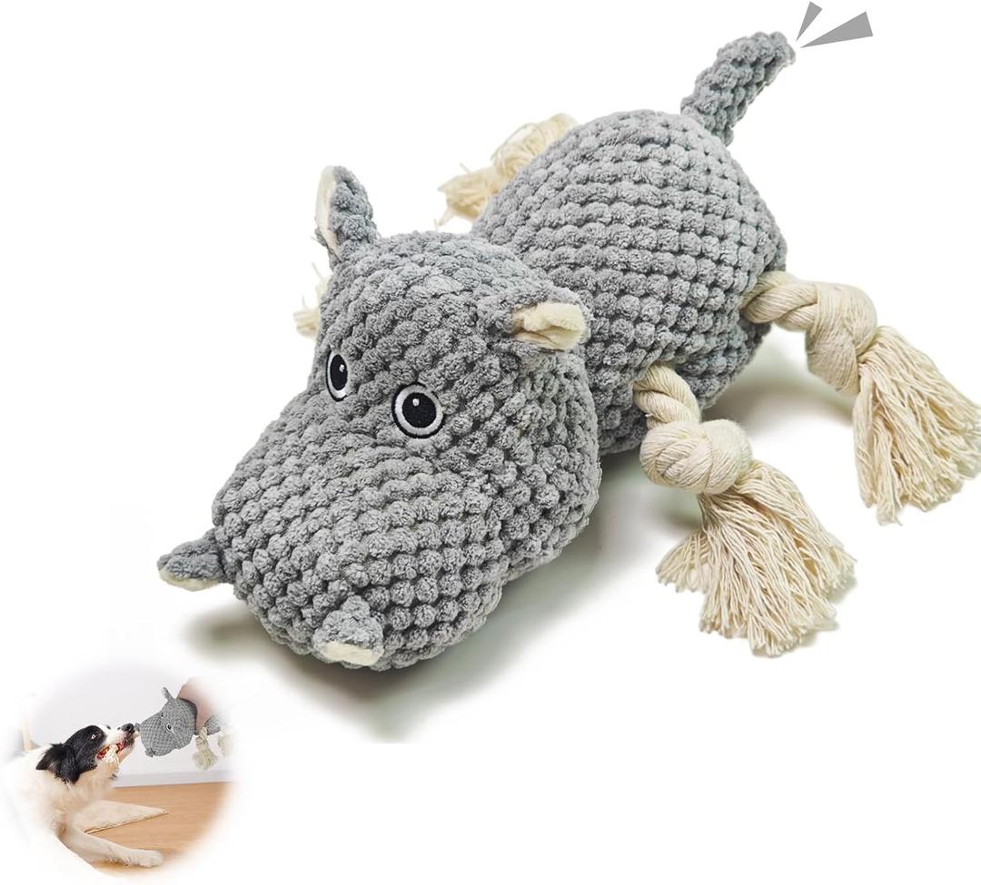 Walmart Pet Plush Toy Chewing Squeaky Toys Plush Hippo Shape Cotton Rope Knot for Puppy