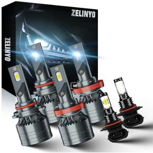 High Beam Low Beam Fit For Ram 1500 2500 3500 4500 5500 2011 2012 Fog Light Bulbs Combo, White Light Bulbs Plug and Play, Pack of 6