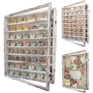 18x24 Wooden Shadow Box Frame with Removable Shelves Deep Display Case for Military Medals Keepsakes White
