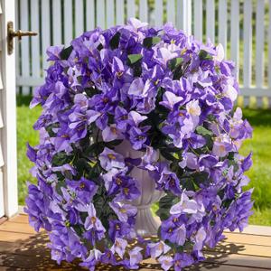 Apexion Artificial Bougainvillea Flowers for Outdoors Decoration, 2 PCS Fake Silk Flowers Outside UV Resistant for Front Door Porch Planter Balcony Purple