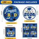 180Pcs Graduation Party Plates and Napkins,2026 Graduation Party Supplies Includes Blue Disposable Paper Plates and Cocktail Napkins Set for Congrats Grad Party Decorations, Serves 60
