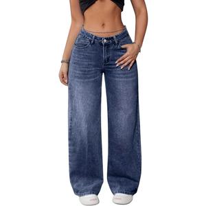 Baggy Jeans High Waisted Jeans for Women Trendy Wide Leg Distressed Vintage Denim Pants with Pockets (Large)