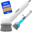 Holikme Dish Brush with Soap Dispenser - Dish Brush with Long Handle Deep Cleaning, Dish Scrubber Switchable Modes for Dishes, Pans, Sink, Pots (White)