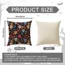 Dia De Los Muertos Pillow Cover Sugar Skull Colorful Flowers Day of The Dead Mexican Throw Pillow Case Decorations for Farmhouse Home Bedroom Sofa Couch Outdoor Holiday Decor 16x16 Inch