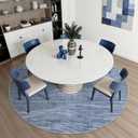WITSHOCK 8ft Round Rugs for Living Room, Modern Striped Design Area Rug, Large Rug for Bedroom Dining Room Office Nursery, Soft Thin Non-Slip Carpets for Home Decor, Blue
