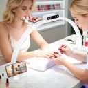 KIRKAS 29inch Large Half Moon Light for Nail Tech, 456 LEDs 3 Color Modes Infinitely Knob Arch Nail Light with Screen and Phone Holder Charging Function, Foldable Lighted Lamp for Manicure,Craft-White