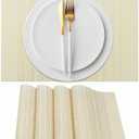 AHHFSMEI Placemats Set of 4 Woven Vinyl Plastic 18.1x13 inches Place Mats Non-Slip Heat Resistant Washable Easy Clean Table Mats(Beige 4)