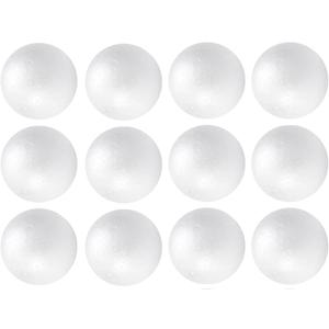 Crafjie Craft Foam Balls 2.75 Inches in Diameter 12-Pack, Smooth Polystyrenets Foam Ball, for Decoration Household School Projects DIY Arts and Craft, White