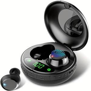 Sleep Earbuds Bluetooth 6.0, Mini Invisible Silicone Sleep Earbuds for Side Sleepers, Noise Blocking Sleeping Headphones, Hidden Earbuds with LED Display for Small Ears, Sleep & Relax, Black