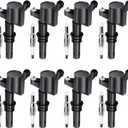 5.4 5.4L V8 Ignition Coils Pack SP546 Iridium Spark Plugs Compatible with Ford F150 F250 F350 Expedition, for Mark LT Navigator 2004 2005 2006 2007 2008(For Straight Black Boot), Replaces DG511 FD508