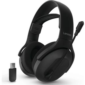 Lenovo Legion H410 Wireless Gaming Headset, Bluetooth or 2.4 GHz USB-A Connection, Lightweight (304 Grams), Adjustable Headband, Flip to Mute Mic, Black