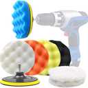 6 Inch Car Polishing & Buffing Sponge Pads Kit Wool Bonnet Pads for Household Electric Drill and Auto Polisher with 8mm M14 Drill Adapter for Washing Cleaning Waxing Dusting, 11PCS