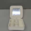 COLLECTIVE HOME - Travel Jewelry Case, Elegant Square Design with Gold Engraved Monogram, Built-in Mirror, Personalized Accessory Organizer for Rings, Necklaces, Gift for Women and Teens (m)