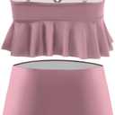 GINKANA Maternity Bikini Set Flounce Swimsuit Bathing Suit Top Swimwear Bottom Bathing Suits (Small, Dark Pink)