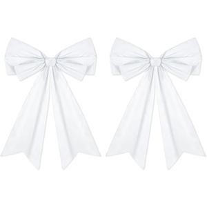 2 Pcs White Coquette Bow for Wedding Backdrop 27.6 x 21.7 Inch Big Bows Room Wall Decor Giant Ribbon Tie Hanging Gift for Birthday Bachelorette Party Girl Baby Shower Bridal Shower