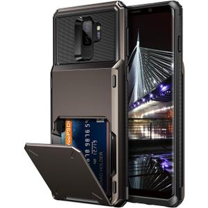 Vofolen for Galaxy S9 Plus Case with Credit Card Holder Wallet 4-Slot ID Pocket Scratch Resistant Dual Layer Protective Bumper Rugged Rubber Armor Hard Shell Cover for Samsung Galaxy S9 Gun Metal