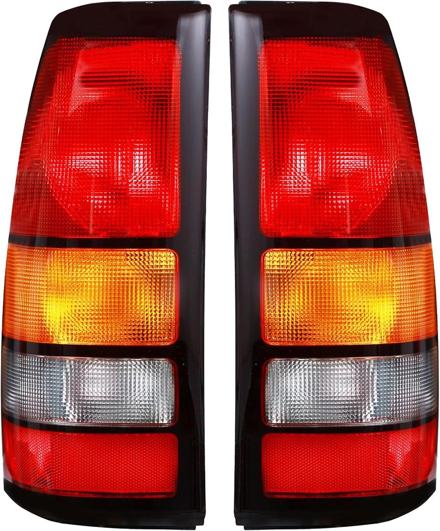 Boine Tail Light Compatible With 1999-2002 Chevy Silverado 1500 2500 3500 1999-2006 GMC Sierra 1500 2500 3500 Driver and Passenger Side Black Border Rear Light Brake Lamps