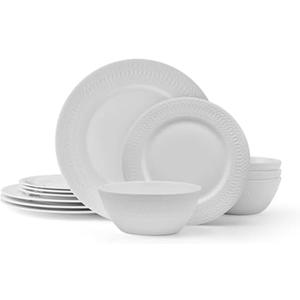 Mikasa Levi Bone China Lightweight Chip Resistant 12 Piece Dinnerware Set, Service for 4