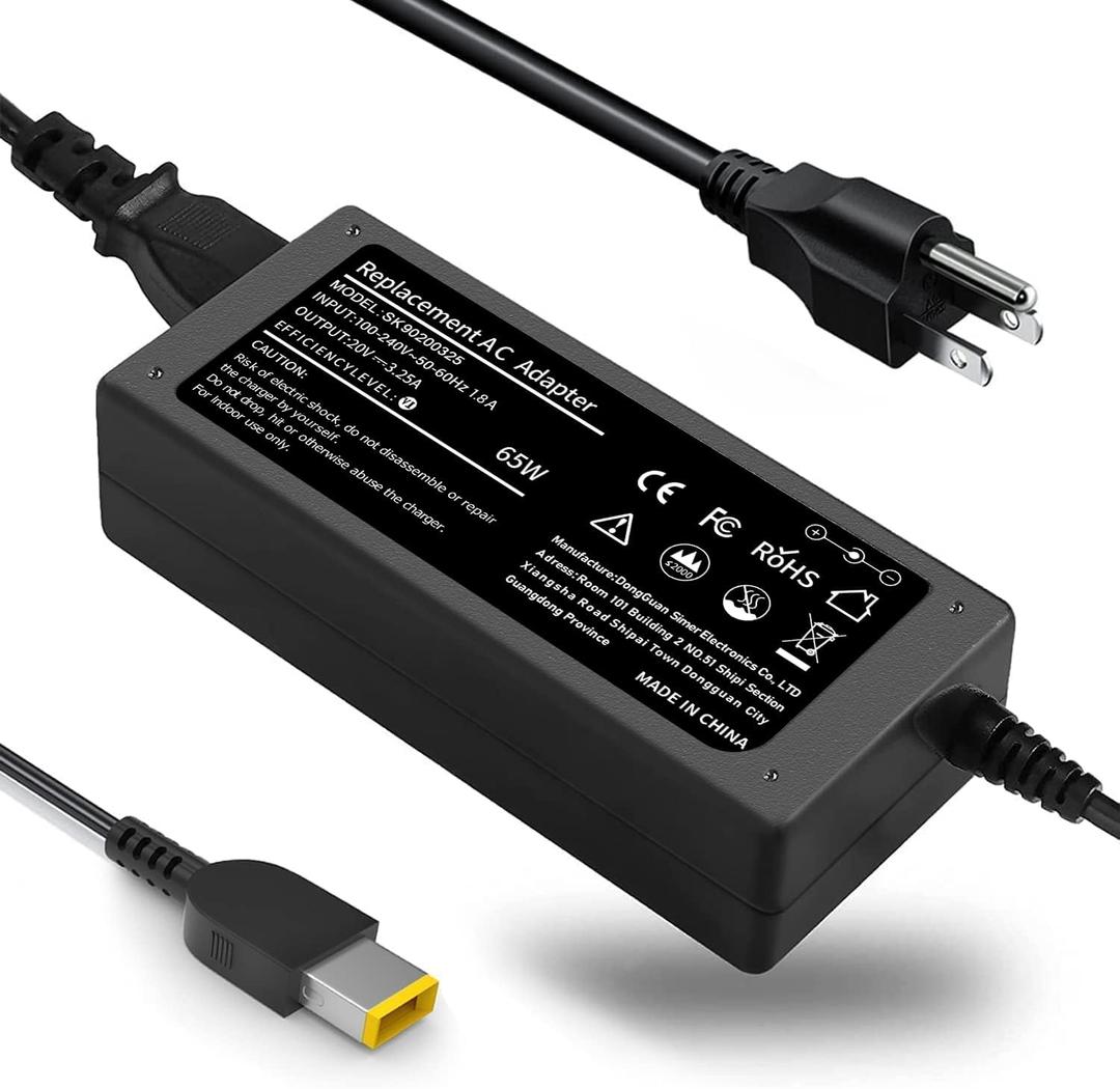 TSKYBEAR 65W Laptop Charger Compatible with Lenovo Thinkpad T460 T470 T470S T430 T440 T440S T440P T450 T460S T560 E440 E450 E550 E560 G50 G50-45 G50-70 Z50 Z50-70 AC Adapter Power Supply Cord Plug