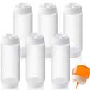 Singhoow 6 Pcs 24 oz Condiment Squeeze Bottles Restaurant Plastic Sauces Squeeze Ketchup Dispenser Inverted Refillable Large Clear Dressing Bottles for Restaurant Kitchen Catering