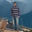 ZVX Men's Striped Long Sleeved T-Shirt, Casual Round Neck Long Sleeved Top, Regular-Fit Daily Striped T-Shirt Basic Style (XXL)