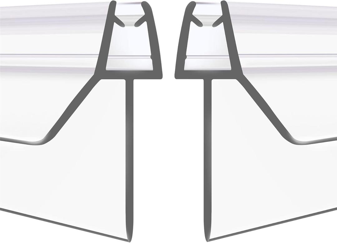 2-Pack Frameless Shower Door Bottom Seal (1/4'' X 39'') Clear Glass Shower Door Sweep Strip can Covers up to 23mm Gap - Stop Leaks