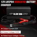 12V 30A LiFePO4 Battery Charger, 14.6V Lithium Battery Charger, Fast Charging, Over-Current and Over-Voltage Protection for 12V Lithium Iron Phosphate Batteries