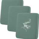 hyha Waterproof Couch Cushion Covers for Pets, Non Slip Sofa Seat Cover for Dogs Washable, Soft Thick Stretch Jacquard Fabric, Sofa Slipcovers with Elastic Bottom (3 Pieces, Green)