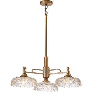 HDDFL Chandelier Pendant Lights Fixture Vintage Pendant Lighting Fixtures 3 Lights Chandelier E26 Base Brass Kitchen Glass Hanging Lamp for Island Dining Room Living Room