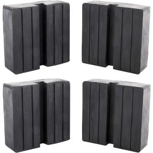 Toolly Square Rubber Jack Pad, Anti-Slip Rail Adapter Support Block with Slot, Heavy Duty for Car Lift - 4 TON Load Bearing, Pack of 4